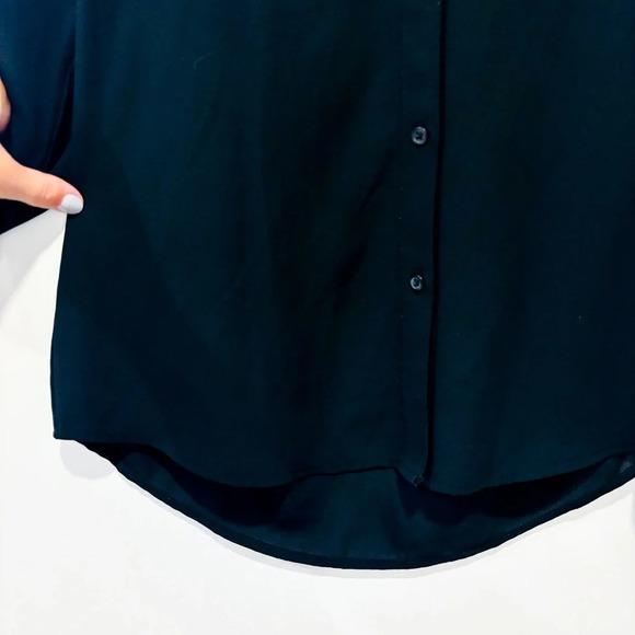 SEARS – Black sheer long-sleeve blouse | Button-down top - Picture 5 of 8